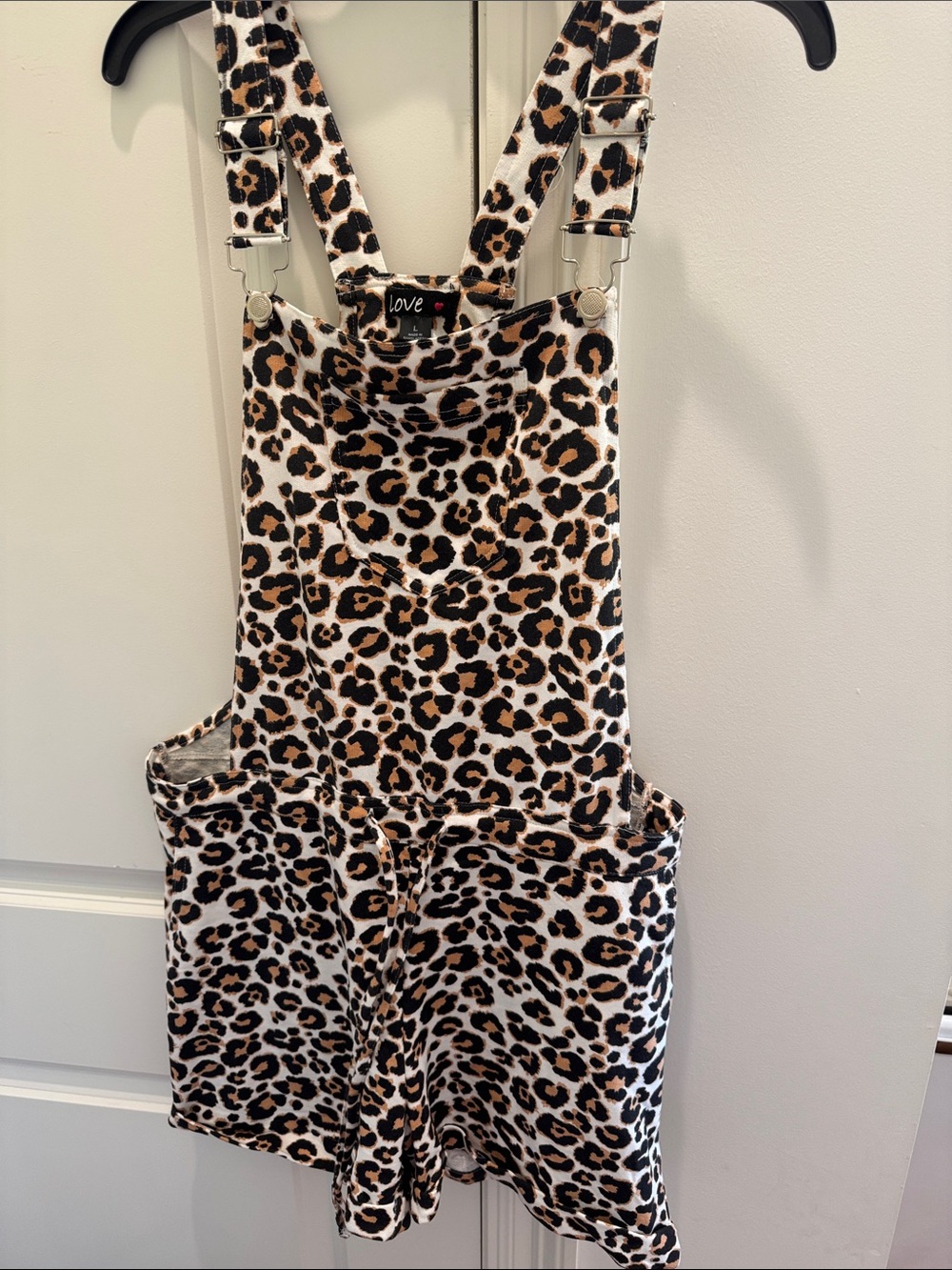 Kids Leopard Print Short Overalls - Brown/Black